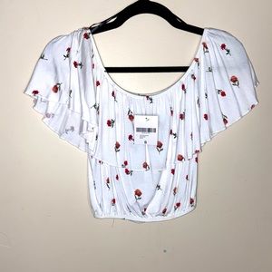 Forever21 Rose Off the Shoulder White Top NWT!